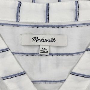 Madewell Lakeline V-Neck Short Sleeve Striped Popover Blouse XXL